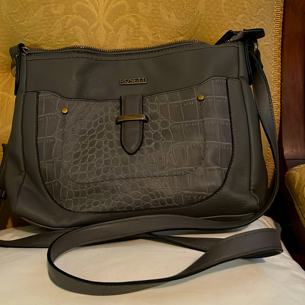 Rosetti Crossbody Purse Gray Soft Leatherish Material